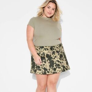 Tan Cow Print Faux-suede A-line skort from Wild Fable - NWT szXXL